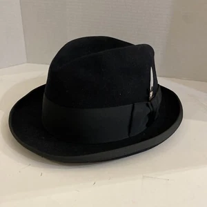 Vintage Royal Stetson Homburg Hat Men’s Black Bow Felt Mid Century - Bild 1 von 10