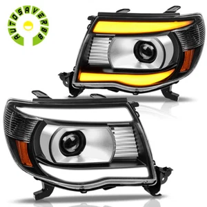 Sequential LED Tube Projector Headlights For 2005-2011 Toyota Tacoma Headlamps - Picture 1 of 12