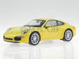 Porsche 911 991 Carrera amarillo coche en miniatura Welly 1.43 - Imagen 1 de 4