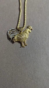 Schöne goldene Hahn Halskette mit Strass - kostenloser Versand - Bild 1 von 2