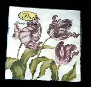 NUOVO! 20 tovaglioli di carta per feste TULIPANO VIOLA - 3 strati tovaglioli floreali in tessuto di lusso - Foto 1 di 1