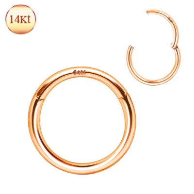 Anillo Piercing ORO ROSA 14K Clicker Sin Costuras Oreja Nariz Labio Cartílago Hélice Tabique Foto 1 de 2