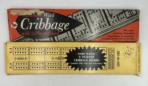 2 Vintage Wood Cribbage Boards - Picture 1 of 6