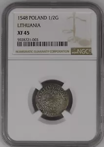 1548 Poland - 1/2 G Groschen - Lithuania - NGC XF45 a - Picture 1 of 2