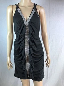 Damas Joyas Cuello en V Corto Verano Vestido Playa Negro Boho Sol Vestido Mujeres  - Imagen 1 de 7