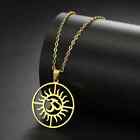 Collier pendentif rond Om Symbol yoga tournesol en acier inoxydable bijoux neuf