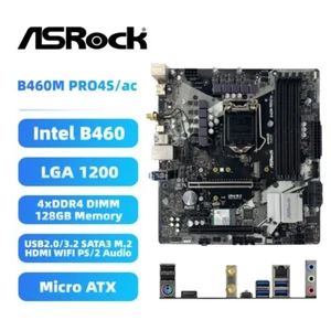 Intel B460 Motherboard ASRock B460M PRO4S/ac LGA1200 DDR4 for 10th Intel Core i9 - Picture 1 of 10