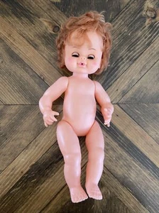 Vintage 1969 Uneeda Baby Puppe 14 Zoll rote Haare trinken nass Hartplastik weicher Kopf - Bild 1 von 14
