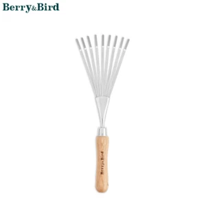 Rastrillo arbusto manual de jardinería Berry&Bird rastrillo de hierba 14,7" 9 dientes ventilador hoja de césped EE. UU. - Imagen 1 de 11