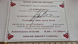 GLEN MCCORY HAND SIGNED CARD A4 2018 SHOW POSTER & COA - Picture 1 of 1