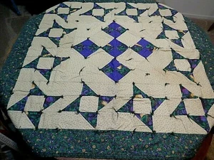 Friendship Star Quilt Wall Hanging Handmade and Tied Blues Purples 43x42" - Imagen 1 de 9