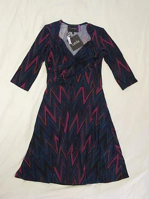 Vestido Leota NY 'Fit & Flare Sweetheart' Estampado de Joyas Chevon Talla S - ¡Nuevo con Etiquetas Hermoso! Foto 1 de 4