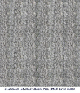 ID Backscenes BM070 Curved Cobbles Paving 5 Self-Adhesive Paper Sheets 00 Gauge - Picture 1 of 9