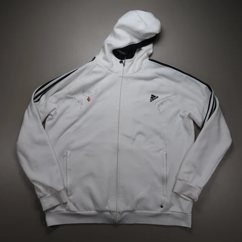 Germany Jacket Mens XXL White Adidas Full Zip Euro 2008 Soccer Sweatshirt Hooded Cover