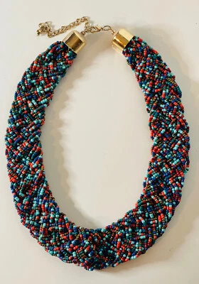 ASOS Statement Boho Halskette Kette Perlen geflochten gedreht afrikanisch Hippie - Bild 1 von 4