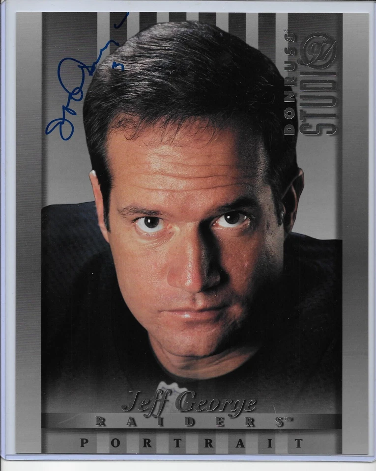 8x10 1997 Studio jumbo card #11 IP auto Oakland Raiders JEFF GEORGE - Image 1 of 1