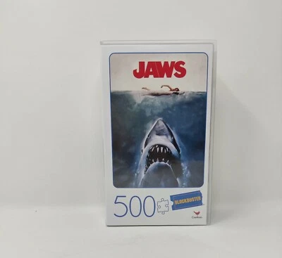 Quebra-cabeça retrô blockbuster VHS estojo mandíbulas filme 500 peças 18x24 - Imagem 1 de 4