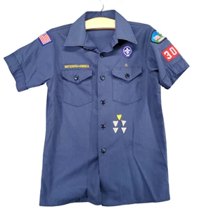 Boy Scouts Of America Youth Uniform Official Shirt Blue Large Chest Flap Pockets - Picture 1 of 12