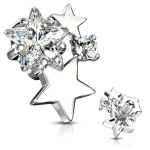 Piercing Microdermal Con Clúster De Estrellas De Strass Blancas - Imagen 1 de 1