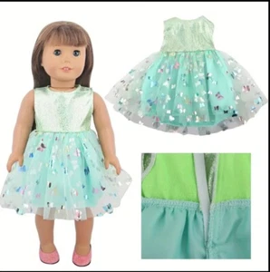 Fits 18" American girl doll Clothes Princess Green Party Prom Dress Only - Picture 1 of 2