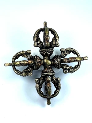 8" ANTIGUO LATÓN TIBETANO BUDISMO VAJRA DORJE PHURPA EXORCISMO SANTO FETICHE TALISMÁN Foto 1 de 4