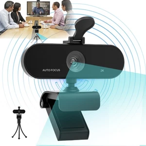 2K Webcam Live Streaming Web Camera Microphone Video Game PC Desktop Laptop - Picture 1 of 11