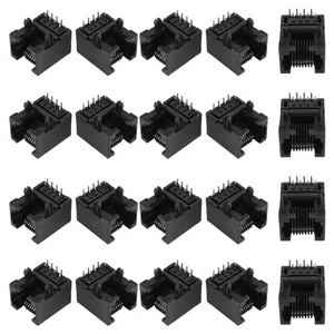 20pcs RJ45 8P8C Computer Internet  PCB Jack Socket Black C1U48099 - Afbeelding 1 van 7