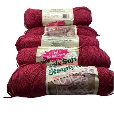 VTG Caron yarn SIMPLY SOFT #2678 Raspberry Lot of Five 3.0 oz Skeins New - Image 1 of 4