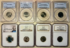 Nickel Lovers' Lot! 8 PCGS & NGC Graded US Nickels, Uncirculated & Proofs, FS! - Picture 1 of 2