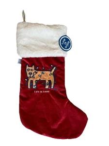 Medias decorativas colgantes Life Is Good para perros vacaciones de Navidad ROJAS NUEVAS CON ETIQUETAS - Imagen 1 de 3