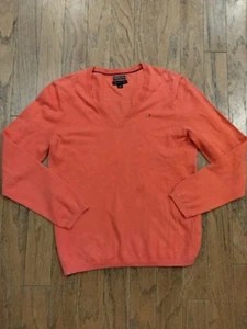 Tommy Hilfiger Orange V-Ausschnitt Pullover Herren Größe L - Classic Preppy - Bild 1 von 1