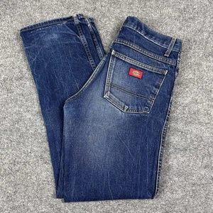 VTG Dickies Jeans Mens 32x32 Blue Dark Wash Straight Leg Denim Workwear Faded - Picture 1 of 20