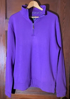 Robert Talbott Men's Large 1/4 Zip Pullover Sweater Premium  Pima Cotton Purple  - Image 1 of 4