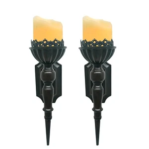 Gothic Wall Candle Sconces Set of 2 - Black Wall Mounted Candle Holders - Hal... - Foto 1 di 7
