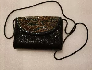 Talbots Vintage Beaded purse Green Gold And Black Beautiful And Clean Great Gift - Picture 1 of 4