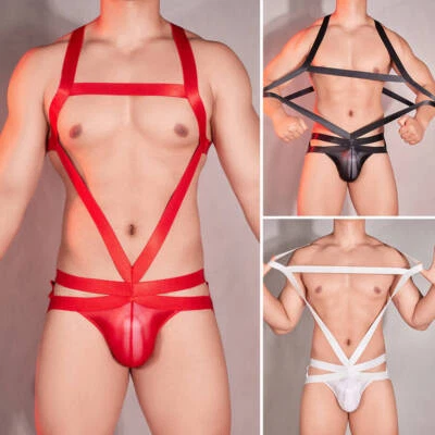 2 PIEZAS Arnés de cuerpo completo elástico para hombre Ropa interior de bondage Ligas Tirantes Cinturones Foto 1 de 4