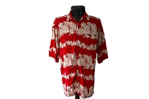 Jack Hollywood Men's Hawaiian Aloha Shirt 1X Blue Tropical Palms 100% Rayon - Picture 1 of 5