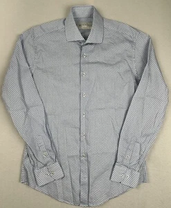 Kurt River Shirt Mens Medium Slim Fit Blue Geometric Long Sleeve Cotton - Picture 1 of 9