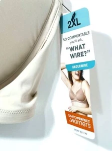 Warner's Simply Perfect Women's Easy Size What Wire Underwire Bra- Beige 2XL & L - Picture 1 of 12