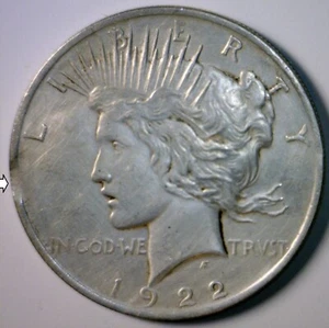 1922 CLIPPED ERROR SILVER Peace Dollar XF Coin NICE $1 Blakesley Clip LOT #1  NR - Picture 1 of 4