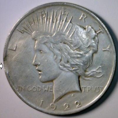 1922 CLIPPED ERROR SILVER Peace Dollar XF Coin NICE $1 Blakesley Clip LOT #1  NR - Image 1 of 4