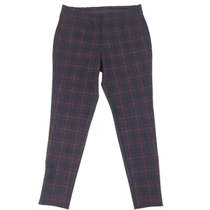 Talbots Pants Size Medium Petite MP Plaid Red Blue Pull On Stretch Skinny Ankle - Picture 1 of 17