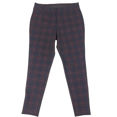 Talbots Pants Size Medium Petite MP Plaid Red Blue Pull On Stretch Skinny Ankle - Image 1 of 4