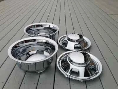 Fits 03-18 DODGE RAM 3500 17" Dually Chrome Wheel Simulators Dual Liners Covers - Image 1 of 4