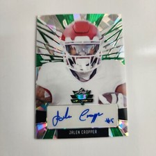 Jalen Cropper RC Auto Crystal Green 2022 Leaf Valiant Football Card 9/30