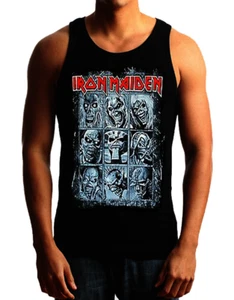 IRON MAIDEN 9 FACES Heavy Metal Band Black Tank Top - Picture 1 of 1