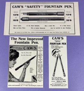 Original vor 1920er Zeitschriftenanzeigen Caw's Füllfederhalter -311, 313 Sicherheitsfederhalter, - Bild 1 von 3