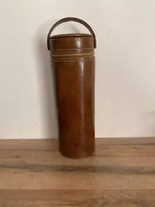 Vintage Synth Leather Thermos Carrier Dark Brown - Picture 1 of 9