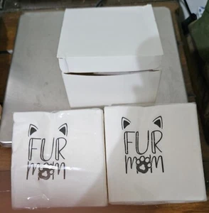 SharkBliss Funny Cat Quotes Cocktail Napkins, 50 Pack Fur Mom 2-Ply, 5x5" ~NEW~ - Picture 1 of 2