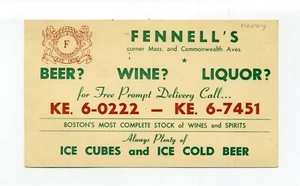 Boston MA 1954 Postkarte, Fennell's, Wines & Spirits, Mass Ave & Commonwealth - Bild 1 von 2